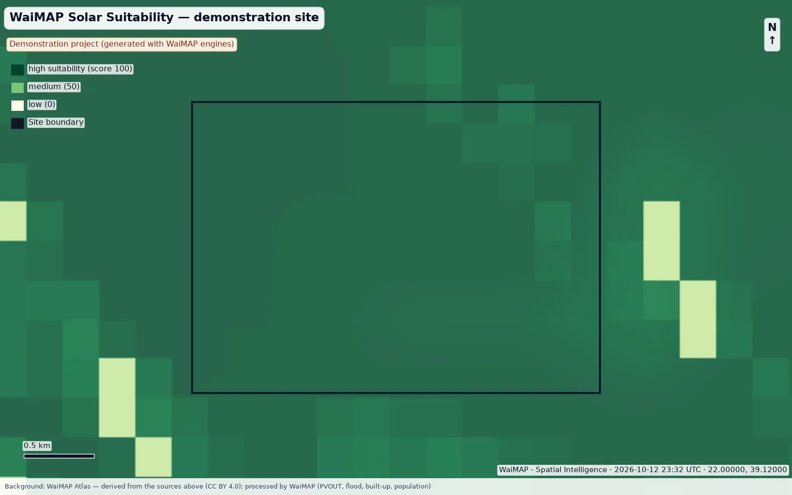 Solar suitability map of the demonstration site